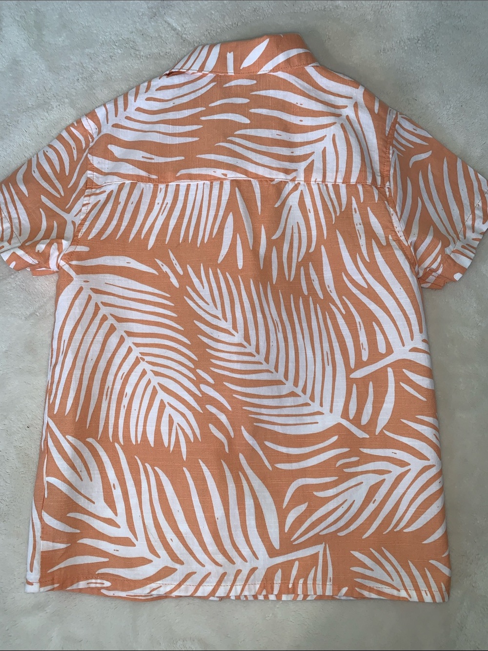Primark Orange & White Tropical Button Down Shirt 6/7 EUC - Picture 6 of 7